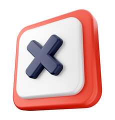 Obraz premium 3D Cancel Icon with Blue Cross Symbol on Red and White Button Background