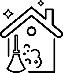 An icon with editable stroke representing a freshly cleaned and sanitized home, symbolizing tidiness, freshness, and hygiene after housekeeping services.