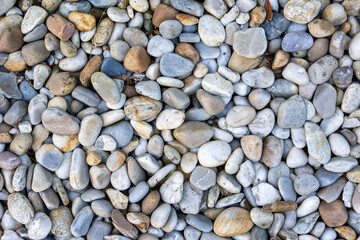 Multicolored pebbles forming a textured background for design projects