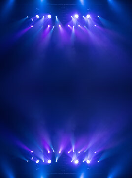 stage light with colored spotlights and smoke, concert and theatre scene 