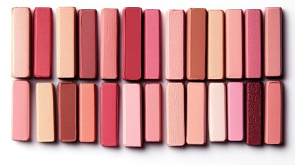 Obraz premium Array of various shades of pink and red colored pastels.