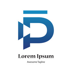 p letter camera included media type logo design icon