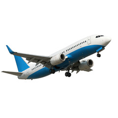 Obraz premium Powerful airplane taking flight, ascending rapidly with its landing wheels extended, a symbol of modern travel.