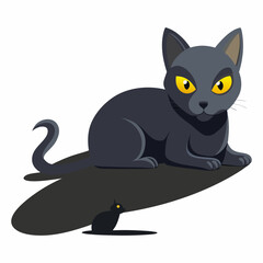 Vector art illustration of a cat hunting a mouse