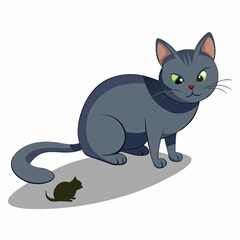 Vector art illustration of a cat hunting a mouse