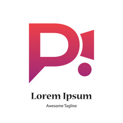 p letter camera included media type logo design icon