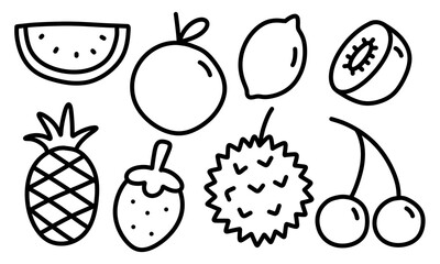 Fruit doodle icons with simple design for graphic element decoration