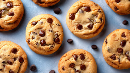 Delicious chocolate chip cookies fresh from the bakery capture a cozy moment Generative AI