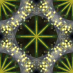 Abstract pattern, multi-colored kaleidoscope from photos stage light and smoke on stage, lighting...
