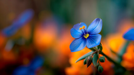 Exploring the beauty of Anagallis Monelli with soft bokeh effects in the garden Generative AI