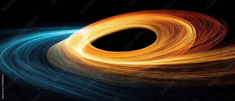 Canvas Prints abstract light painting with dynamic swirling lines of blue and gold creating a mesmerizing vortex o