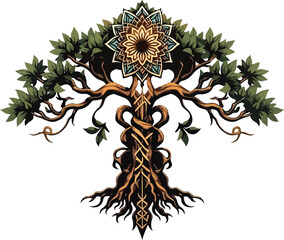 Tree of Life Tattoo Art Design – Perfect for Tattoo, T-Shirt Design, Print, Wall Art, Poster or Digital Stickers. Editable vektor Sketched Art
