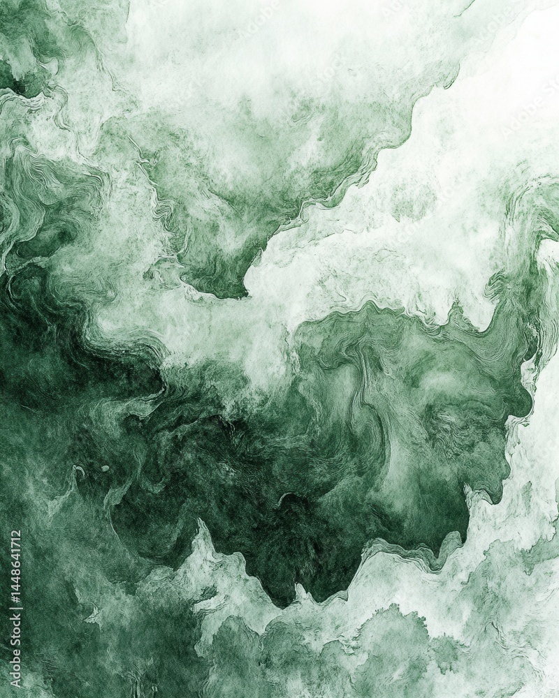 Poster abstract sage green watercolor swirl background with dynamic flow and artistic texture creating a se