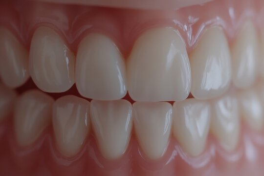 Transparent aligners on teeth showcasing dental alignment progress Generative AI