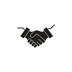 Obraz premium Business Deal or Partnership Agreement Handshake Icon.A simple, black silhouette icon of two hands shaking.