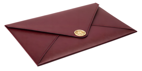a luxurious burgundy envelope on white background