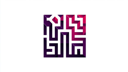 Abstract geometric design featuring a colorful maze pattern on a clean white background