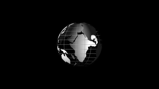 word map icon rotation on black background. word rotation  animation on black background, map  animation  video for background use in 4k .