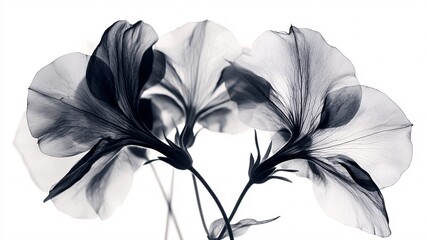 Stunning Black and White X-ray Artwork of Petunia Flowers
