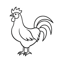 rooster crowing stylized vector line art 