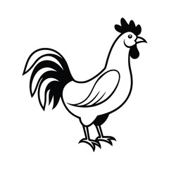 rooster crowing stylized vector line art 