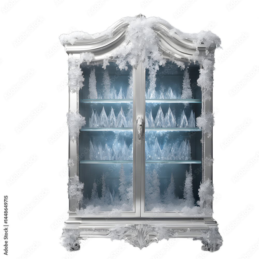 Aufkleber fantasy frost-covered ice crystal cabinet, isolated on a empty plain background