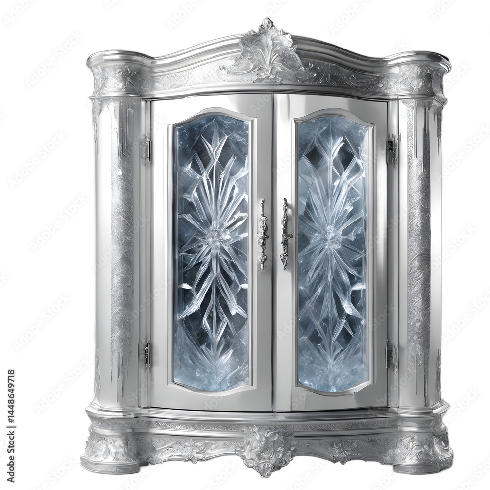 Aufkleber fantasy frost-covered ice crystal cabinet, isolated on a empty plain background