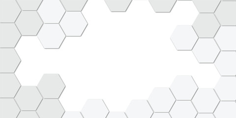 Abstract technology white geometric hexagon on transparent concept design honeycomb shape vector. 