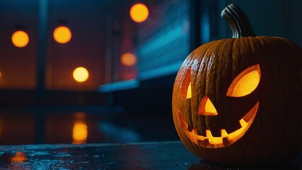 Fototapeta premium Neon jack-o’-lantern