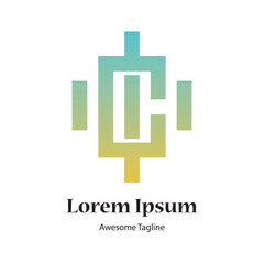 c letter gym fitness logo design icon