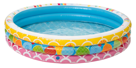 colorful inflatable swimming pool on white backgr