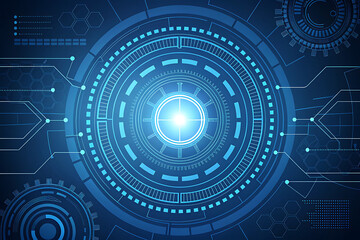 Digital padlock illustration featuring binary code and futuristic circles against a blue and white background: cybersecurity concept