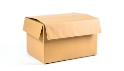 brown unlabeled paper food box isolated on white background