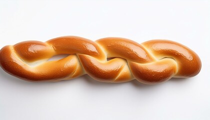 Braided bread roll on white background