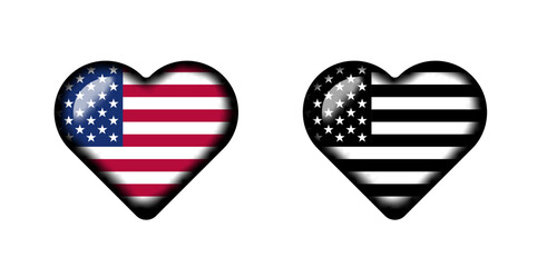 Obraz premium Retro style heart shape 3d american flag set vector illustration. Usa freedom flag to use in 4th july independence day, memorial day projects. 
