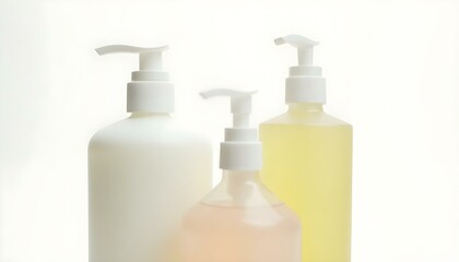 bottles of cleaning product isolated on white background