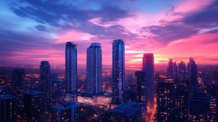 Obraz premium Sunrise over city skyline