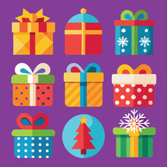 Christmas Icons vector bundle Set