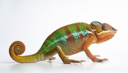 Obraz premium Colorful chameleon on white background