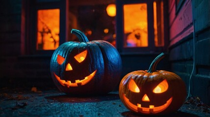 Fototapeta premium Neon jack-o’-lantern