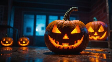 Neon jack-o’-lantern