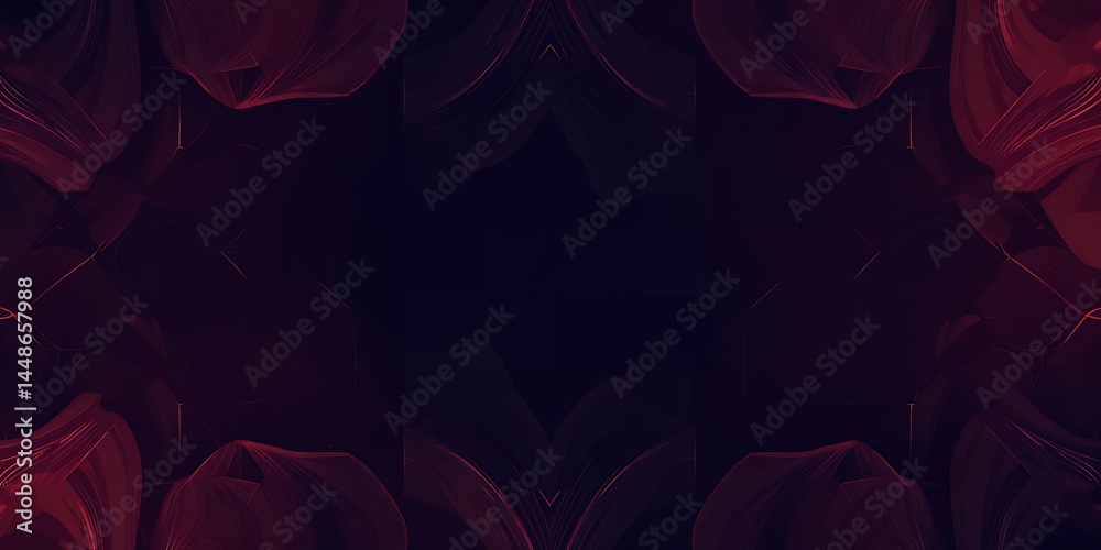 Poster abstract dark background with red smoky shapes creating a symmetrical pattern design