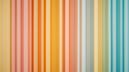 Obraz premium Abstract background of smooth vertical stripes in soft pastel colors, transitioning from warm to cool hues. A calm, visually appealing design element.