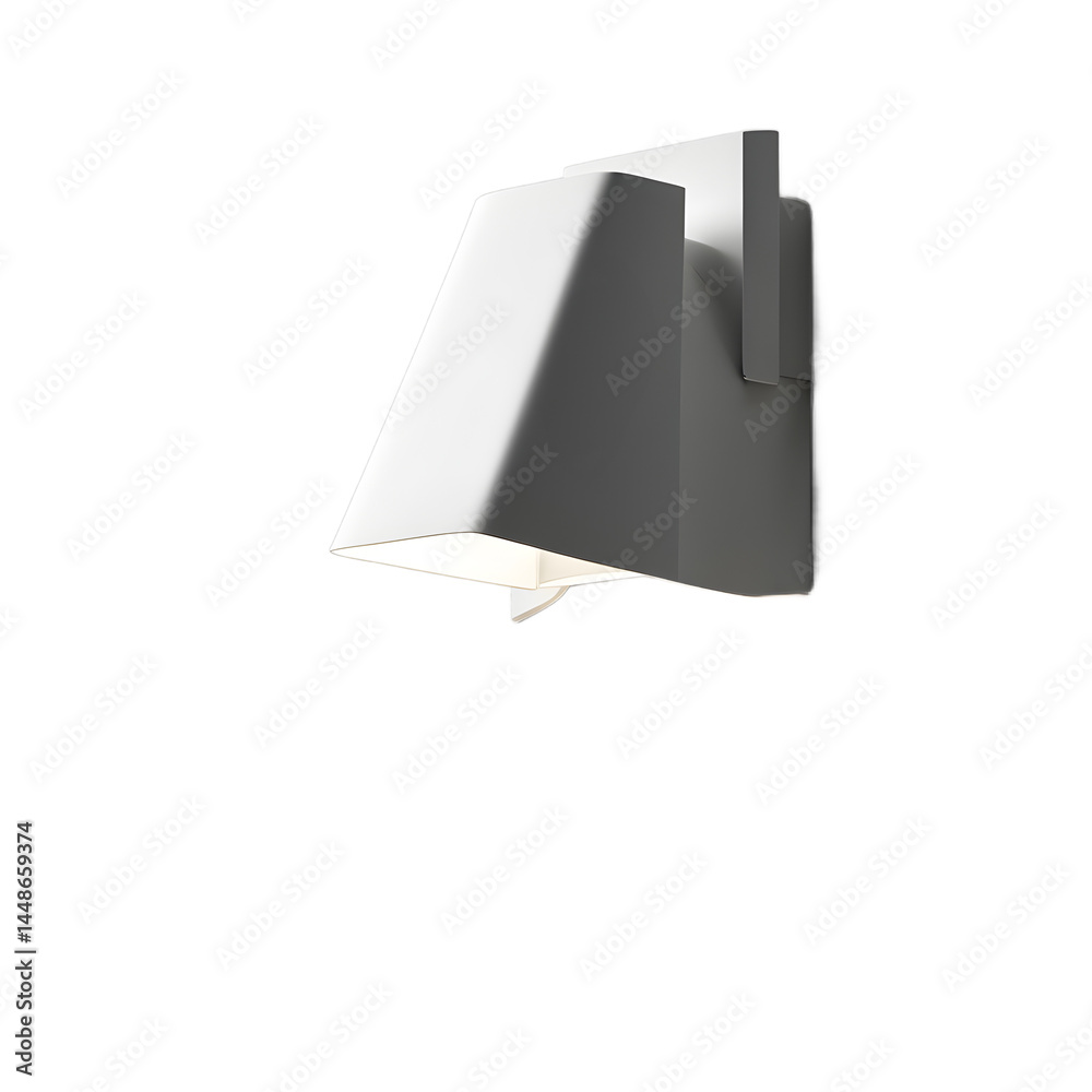 Poster minimalist black and white folded sheet wall lamp, isolated on a empty plain background