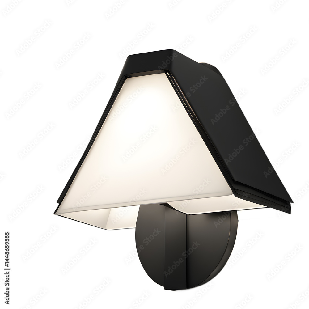 Poster minimalist black and white folded sheet wall lamp, isolated on a empty plain background