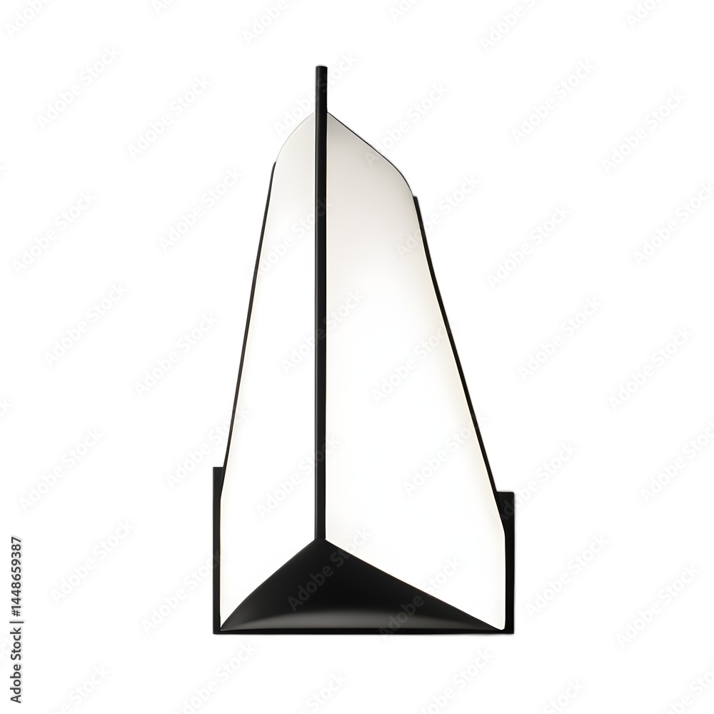 Poster minimalist black and white folded sheet wall lamp, isolated on a empty plain background