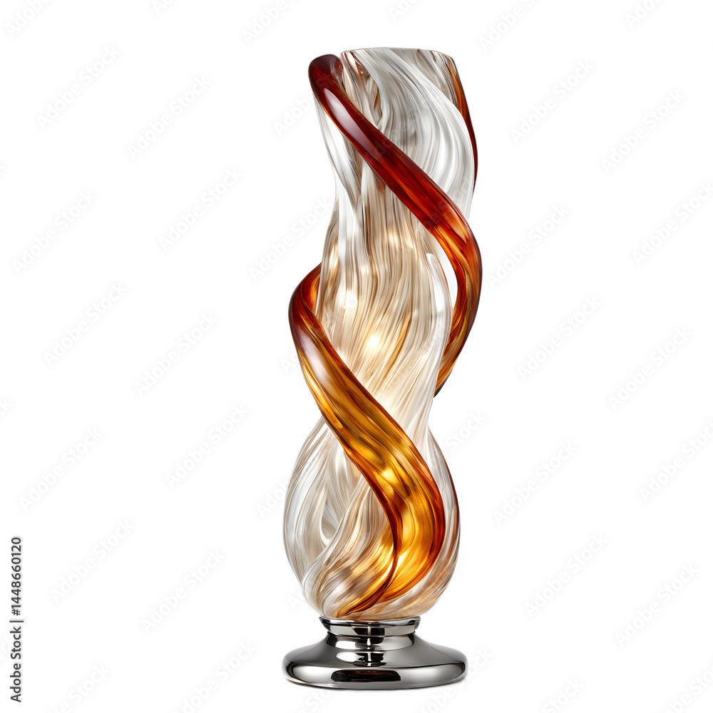 Poster venetian murano glass twisted art lamp, isolated on a empty plain background