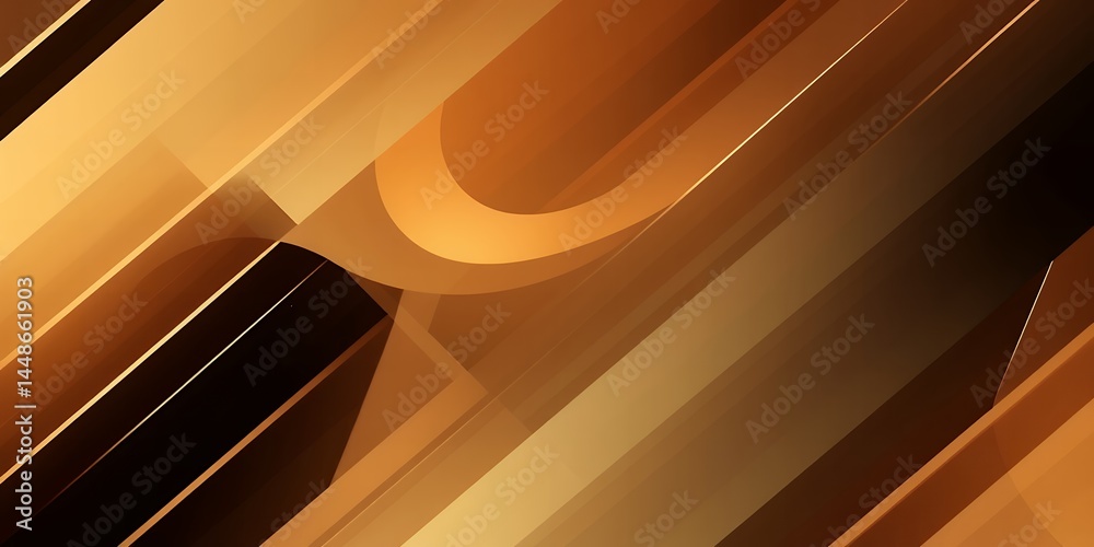 Poster abstract golden shapes with diagonal lines and curves creating a modern background look