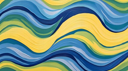 Abstract Yellow Blue Green Wave Painting Texture
