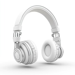 Naklejka premium Stylish White Headphones: A 3D Render of Modern Audio Device